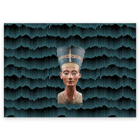 Поздравительная открытка с принтом Нефертити в Кировске, 100% бумага | плотность бумаги 280 г/м2, матовая, на обратной стороне линовка и место для марки
 | Тематика изображения на принте: африка | божества | волны | геометрия | египет | маска | нефертити | фараон | царица