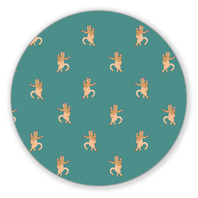 Коврик для мышки круглый с принтом Танцующие коты в Кировске, резина и полиэстер | круглая форма, изображение наносится на всю лицевую часть | dance | коты | паттерн | синий | танцы
