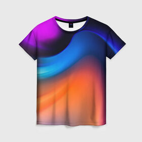 Женская футболка 3D с принтом Цветной шум в Кировске, 100% полиэфир ( синтетическое хлопкоподобное полотно) | прямой крой, круглый вырез горловины, длина до линии бедер | абстракция | краски | неон | цвет | шум
