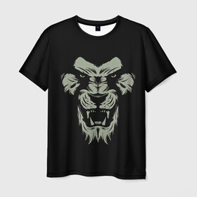 Мужская футболка 3D с принтом Сердитый лев в Кировске, 100% полиэфир | прямой крой, круглый вырез горловины, длина до линии бедер | angry | lion | predator | лев | сердитый | хищник