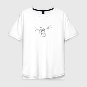 Мужская футболка хлопок Oversize с принтом Вискас в Кировске, 100% хлопок | свободный крой, круглый ворот, “спинка” длиннее передней части | вискас | животные | искусство | кот | котик | прикол | сотворение адама | юмор