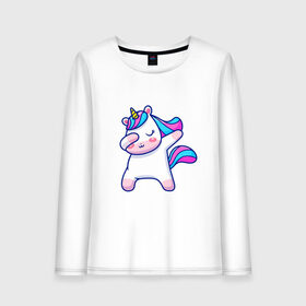 Женский лонгслив хлопок с принтом Cute unicorn в Кировске, 100% хлопок |  | даб | детский единорог | единорог | единорог арт | единорог вектор | единорог даб | радужный единорог | розовый единорог