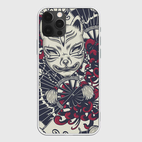 Чехол для iPhone 12 Pro Max с принтом Маска Кицунэ | Маска лисы в Кировске, Силикон |  | кицуне | маска кицунэ | маска лисицы | маска лисы | японская маска | японские цветы | японский веер