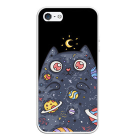 Чехол для iPhone 5/5S матовый с принтом КОСМИЧЕСКИЙ КОТ в Кировске, Силикон | Область печати: задняя сторона чехла, без боковых панелей | артемис | астероиды | вселенная | галактика | диана | звезды | кометы | космос | кот | котенок | котик | луна | месяц | ночь | планеты | сейлор мун | туманность | черная кошка