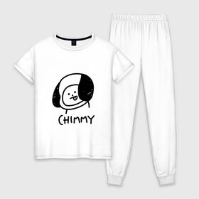 Женская пижама хлопок с принтом ЧИММИ | CHIMMY в Кировске, 100% хлопок | брюки и футболка прямого кроя, без карманов, на брюках мягкая резинка на поясе и по низу штанин | army | bangtan boys | bt21 | bts | bts stickers | chimmy | cooky | k pop | koya | mang | monster | rap monster | rapmon | rj | rm | shooky | tata | van | бтс | ви | джей хоуп | джонгук | кейпоп | реп монстр | стикеры bts | сюга | чимин | чин