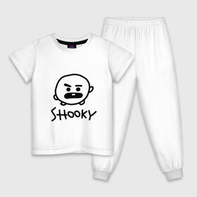 Детская пижама хлопок с принтом SHOOKY BTS в Кировске, 100% хлопок |  брюки и футболка прямого кроя, без карманов, на брюках мягкая резинка на поясе и по низу штанин
 | Тематика изображения на принте: army | bangtan boys | bt21 | bts | bts stickers | chimmy | cooky | k pop | koya | mang | monster | rap monster | rapmon | rj | rm | shooky | tata | van | бтс | ви | джей хоуп | джонгук | кейпоп | реп монстр | стикеры bts | сюга | чимин | чин