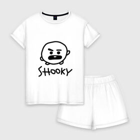 Женская пижама с шортиками хлопок с принтом SHOOKY | BTS в Кировске, 100% хлопок | футболка прямого кроя, шорты свободные с широкой мягкой резинкой | army | bangtan boys | bt21 | bts | bts stickers | chimmy | cooky | k pop | koya | mang | monster | rap monster | rapmon | rj | rm | shooky | tata | van | бтс | ви | джей хоуп | джонгук | кейпоп | реп монстр | стикеры bts | сюга | чимин | чин