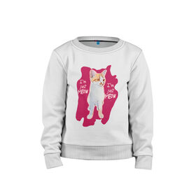 Детский свитшот хлопок с принтом The shusha cat в Кировске, 100% хлопок | круглый вырез горловины, эластичные манжеты, пояс и воротник | Тематика изображения на принте: cat | shusha | брызги | кошка | краска | розовый