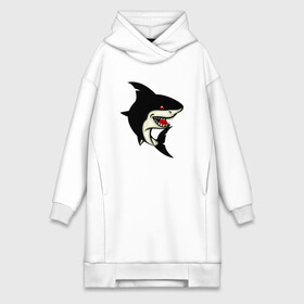 Платье-худи хлопок с принтом ЧЕРНАЯ АКУЛА в Кировске,  |  | black | dark | fish | megalodon | shark | teeth | white shark | акула | белая акула | зубы | мегалодон | рыба