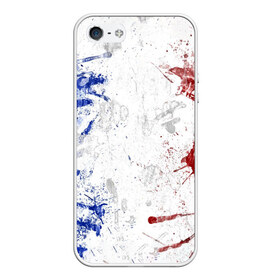 Чехол для iPhone 5/5S матовый с принтом BLUE WHITE & RED в Кировске, Силикон | Область печати: задняя сторона чехла, без боковых панелей | abstraction | france | texture | абстракция | арт | белый | взрыв | дизайн | искусство | капли | кляксы | краска | красный | красочный | разводы | синий | текстура | флаг | флаг франции | франция | холст | цвета | эмоции