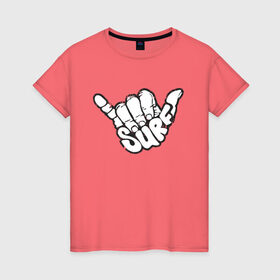 Женская футболка хлопок с принтом Surf в Кировске, 100% хлопок | прямой крой, круглый вырез горловины, длина до линии бедер, слегка спущенное плечо | art | арт | графика | жесты | черно белое