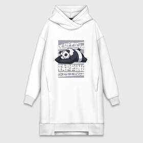 Платье-худи хлопок с принтом My Official Napping Shirt в Кировске,  |  | Тематика изображения на принте: english | funny | lazy | panda | английские надписи | английский язык | дневной сон | дремлет | дрыхнет | ленивая панда | ленивый | лень | люблю вздремнуть | люблю спать | панда | пандочка | прикол | сиеста