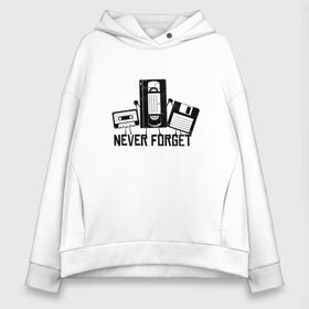 Женское худи Oversize хлопок с принтом Never Forget Эпоха VHS в Кировске, френч-терри — 70% хлопок, 30% полиэстер. Мягкий теплый начес внутри —100% хлопок | боковые карманы, эластичные манжеты и нижняя кромка, капюшон на магнитной кнопке | 80е | 90е | boomer | disket | floppy disk | old | vintage | аудиокассета | бумер | видеокассета | видеосалоны | винтаж | восьмидесятые | вхс | девяностые | дискета | олдскулы | олды | ретро | флопик | флоппи | фл