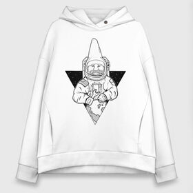 Женское худи Oversize хлопок с принтом Gnome Chompski Astronaut в Кировске, френч-терри — 70% хлопок, 30% полиэстер. Мягкий теплый начес внутри —100% хлопок | боковые карманы, эластичные манжеты и нижняя кромка, капюшон на магнитной кнопке | Тематика изображения на принте: garden gnome | gnome alone | little rocket man | гном чомски | маленький космонавт | один гнома | садовый гном