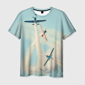 Мужская футболка 3D с принтом Planes в Кировске, 100% полиэфир | прямой крой, круглый вырез горловины, длина до линии бедер | air | airshow | fly | plane | planes | полет | самолет | самолеты