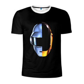 Мужская футболка 3D спортивная с принтом Daft Punk в Кировске, 100% полиэстер с улучшенными характеристиками | приталенный силуэт, круглая горловина, широкие плечи, сужается к линии бедра | ги мануэль де омем кристо | ню диско | синти поп | техно | тома бангальтер | фанк | французский хаус | электроник рок