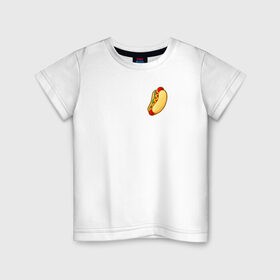 Детская футболка хлопок с принтом Hot dog в Кировске, 100% хлопок | круглый вырез горловины, полуприлегающий силуэт, длина до линии бедер | Тематика изображения на принте: hot dog | еда | лето 2021 | стиль | тренд | хот дог