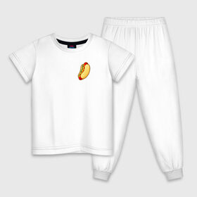 Детская пижама хлопок с принтом Hot dog в Кировске, 100% хлопок |  брюки и футболка прямого кроя, без карманов, на брюках мягкая резинка на поясе и по низу штанин
 | Тематика изображения на принте: hot dog | еда | лето 2021 | стиль | тренд | хот дог