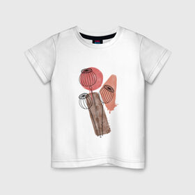 Детская футболка хлопок с принтом Маки в Кировске, 100% хлопок | круглый вырез горловины, полуприлегающий силуэт, длина до линии бедер | акварель | коричневый | красный | маки | растения | сухоцветы | цветы