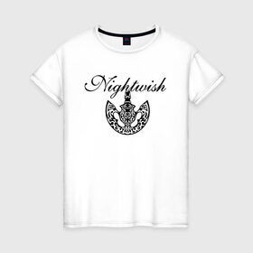 Женская футболка хлопок с принтом Nightwish Logo / Найтвиш (Z) в Кировске, 100% хлопок | прямой крой, круглый вырез горловины, длина до линии бедер, слегка спущенное плечо | music | night wish | nightwish | nuclear blast | rock | spinefarm | лого | музыка | найт виш | найтвиш | рок | симфоник метал | тарья турунен | флор янсен