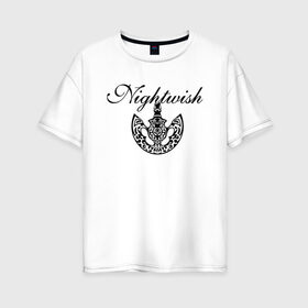 Женская футболка хлопок Oversize с принтом Nightwish Logo / Найтвиш (Z) в Кировске, 100% хлопок | свободный крой, круглый ворот, спущенный рукав, длина до линии бедер
 | music | night wish | nightwish | nuclear blast | rock | spinefarm | лого | музыка | найт виш | найтвиш | рок | симфоник метал | тарья турунен | флор янсен