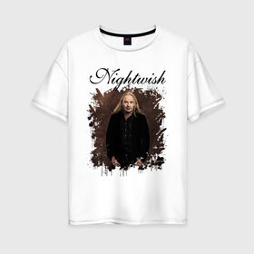 Женская футболка хлопок Oversize с принтом Nightwish / Найтвиш Эмппу (Z) в Кировске, 100% хлопок | свободный крой, круглый ворот, спущенный рукав, длина до линии бедер
 | music | nightwish | nuclear blast | rock | spinefarm | вуоринен | лого | музыка | найтвиш | рок | симфоник метал | тарья турунен | флор янсен | эмппу | эрно эмппу вуоринен