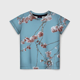 Детская футболка 3D с принтом Весна в Кировске, 100% гипоаллергенный полиэфир | прямой крой, круглый вырез горловины, длина до линии бедер, чуть спущенное плечо, ткань немного тянется | весна | небо | сакура | свежесть | цветы