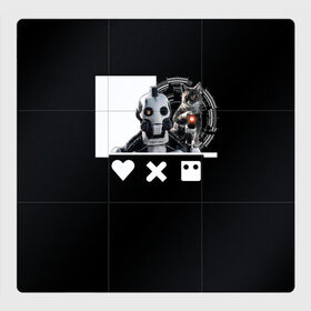 Магнитный плакат 3Х3 с принтом Андроид XBOT 4000 в Кировске, Полимерный материал с магнитным слоем | 9 деталей размером 9*9 см | андроид | белочерный | белый | знак | кот | котик | кошка | любовь | механизм | робот | роботы | черный