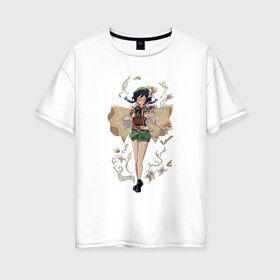 Женская футболка хлопок Oversize с принтом Венти в Кировске, 100% хлопок | свободный крой, круглый ворот, спущенный рукав, длина до линии бедер
 | арт | венти | ветер | рисунок | цветы