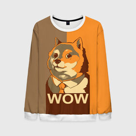 Мужской свитшот 3D с принтом Doge Wow в Кировске, 100% полиэстер с мягким внутренним слоем | круглый вырез горловины, мягкая резинка на манжетах и поясе, свободная посадка по фигуре | animal | art | dog | doge | dogecoin | many x | mem | meme | new | poster | such x | wave | wow | арт | в | галстук | галстуке | двухцветная | животное | зверь | имени | кабосу | мем | мемас | мэм | по | постер | сиба ину | собака | хищник