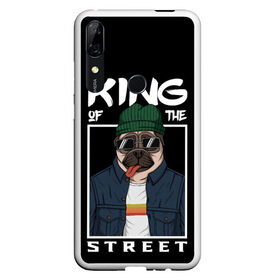 Чехол для Honor P Smart Z с принтом King Street в Кировске, Силикон | Область печати: задняя сторона чехла, без боковых панелей | Тематика изображения на принте: animal | art | brutal | dog | illustration | king | of | pug | street | the | арт | брутальный | бульдог | в | животное | зверь | король | надпись | одежде | очках | пёс | рамка | собака | текст | улиц | улицы | уличный | шапке