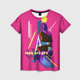 Женская футболка 3D с принтом lana del rey в Кировске, 100% полиэфир ( синтетическое хлопкоподобное полотно) | прямой крой, круглый вырез горловины, длина до линии бедер | lana del rey | music | лана дел рей | музыка | певица