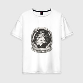 Женская футболка хлопок Oversize с принтом Space Women в Кировске, 100% хлопок | свободный крой, круглый ворот, спущенный рукав, длина до линии бедер
 | space women | астронавт | девушка | комикс | космонавт | скафандр | спейс вумен | шлем
