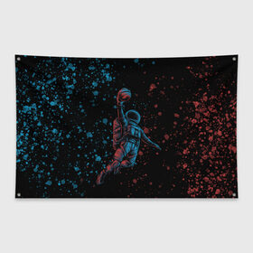 Флаг-баннер с принтом Space Dank в Кировске, 100% полиэстер | размер 67 х 109 см, плотность ткани — 95 г/м2; по краям флага есть четыре люверса для крепления | space dank | астронавт | баскет | баскетбол | космический данк | космонавт | мяч | сверху | скафандр | шлем