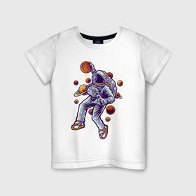 Детская футболка хлопок с принтом Space Dank в Кировске, 100% хлопок | круглый вырез горловины, полуприлегающий силуэт, длина до линии бедер | Тематика изображения на принте: space dank | астронавт | баскет | баскетбол | космический данк | космонавт | мяч | сверху | скафандр | шлем