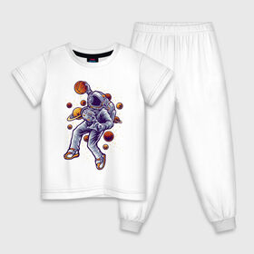 Детская пижама хлопок с принтом Space Dank в Кировске, 100% хлопок |  брюки и футболка прямого кроя, без карманов, на брюках мягкая резинка на поясе и по низу штанин
 | Тематика изображения на принте: space dank | астронавт | баскет | баскетбол | космический данк | космонавт | мяч | сверху | скафандр | шлем
