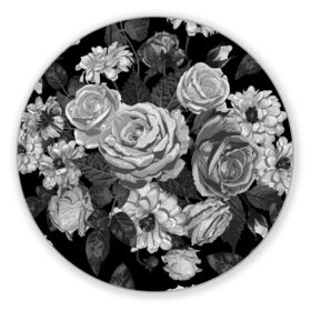Коврик для мышки круглый с принтом Розы в Кировске, резина и полиэстер | круглая форма, изображение наносится на всю лицевую часть | flowers | герберы | контур | легкие | лилии | мягкие | роза | ромашка | тренд | цветы