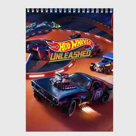 Скетчбук с принтом Hot Wheels Unleashed в Кировске, 100% бумага
 | 48 листов, плотность листов — 100 г/м2, плотность картонной обложки — 250 г/м2. Листы скреплены сверху удобной пружинной спиралью | auto | avto | car | game | hot | hotweels | race | weels | wheels | авто | автоспорт | гонки | игра | игрушка | машина | модель | хот вилс