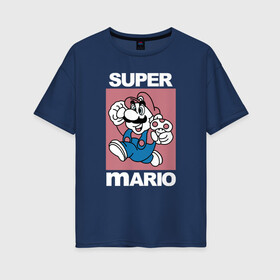 Женская футболка хлопок Oversize с принтом Супер Марио с грибочком в Кировске, 100% хлопок | свободный крой, круглый ворот, спущенный рукав, длина до линии бедер
 | игры | марио | марио с грибочком | супер марио