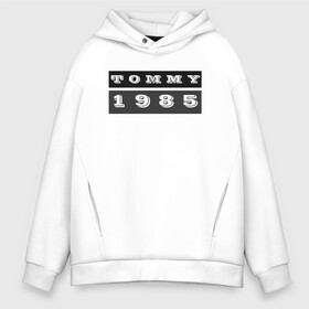 Мужское худи Oversize хлопок с принтом Tommy 1985 в Кировске, френч-терри — 70% хлопок, 30% полиэстер. Мягкий теплый начес внутри —100% хлопок | боковые карманы, эластичные манжеты и нижняя кромка, капюшон на магнитной кнопке | 1985 | black white | tommy | tommy hilfiger | tommy jeans | лого | минимализм | томми | томми джинс | томми хилфигер | хилфигер | черно белое