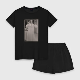 Женская пижама с шортиками хлопок с принтом Ванда Вижен в Кировске, 100% хлопок | футболка прямого кроя, шорты свободные с широкой мягкой резинкой | ванда | вижен | девушка | комикс | марвел | сериал