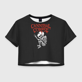 Женская футболка Crop-top 3D с принтом Cannibal Corpse в Кировске, 100% полиэстер | круглая горловина, длина футболки до линии талии, рукава с отворотами | cannibal corpse | kreator | slayer | sodom | анархия | блэк метал | гаражный рок | гитара | гранж | дэт метал | металл | панк рок | рок музыка | рок н ролл | рокер | треш метал | труп каннибал | тяжелый рок | хард рок