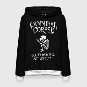 Женская толстовка 3D с принтом Cannibal Corpse в Кировске, 100% полиэстер  | двухслойный капюшон со шнурком для регулировки, мягкие манжеты на рукавах и по низу толстовки, спереди карман-кенгуру с мягким внутренним слоем. | cannibal corpse | kreator | punk rock | slayer | sodom | анархия | блэк метал | гаражный рок | гранж | дэт метал | металл | панк рок | рок музыка | рок н ролл | рокер | треш метал | труп каннибал | тяжелый рок | хард рок