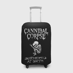 Чехол для чемодана 3D с принтом Cannibal Corpse в Кировске, 86% полиэфир, 14% спандекс | двустороннее нанесение принта, прорези для ручек и колес | cannibal corpse | kreator | punk rock | slayer | sodom | анархия | блэк метал | гаражный рок | гранж | дэт метал | металл | панк рок | рок музыка | рок н ролл | рокер | треш метал | труп каннибал | тяжелый рок | хард рок