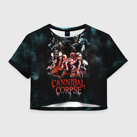 Женская футболка Crop-top 3D с принтом Cannibal Corpse в Кировске, 100% полиэстер | круглая горловина, длина футболки до линии талии, рукава с отворотами | canibal corpse | cannibal corpse | death metal | группы | дэт метал | канибал корпс | метал | рок