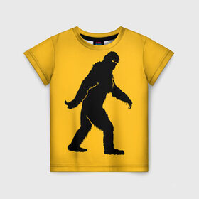 Детская футболка 3D с принтом Йети в Кировске, 100% гипоаллергенный полиэфир | прямой крой, круглый вырез горловины, длина до линии бедер, чуть спущенное плечо, ткань немного тянется | bigfoot | yeti | бигфут | горилла | йети | обезьяна | силуэт