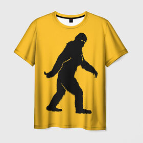 Мужская футболка 3D с принтом Йети в Кировске, 100% полиэфир | прямой крой, круглый вырез горловины, длина до линии бедер | bigfoot | yeti | бигфут | горилла | йети | обезьяна | силуэт