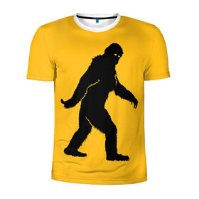 Мужская футболка 3D спортивная с принтом Йети в Кировске, 100% полиэстер с улучшенными характеристиками | приталенный силуэт, круглая горловина, широкие плечи, сужается к линии бедра | bigfoot | yeti | бигфут | горилла | йети | обезьяна | силуэт