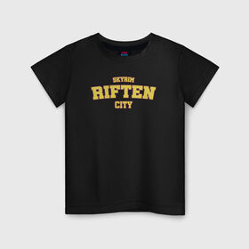 Детская футболка хлопок с принтом SKYRIM - RIFTEN CITY в Кировске, 100% хлопок | круглый вырез горловины, полуприлегающий силуэт, длина до линии бедер | riften | skyrim | tes | varsity | видеоигры | рифтен | скайрим