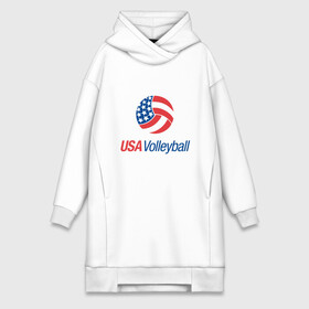 Платье-худи хлопок с принтом USA Volleyball в Кировске,  |  | sport | usa | volleyball | америка | волейбол | игра | лето | мяч | пляж | спорт | сша | чемпион